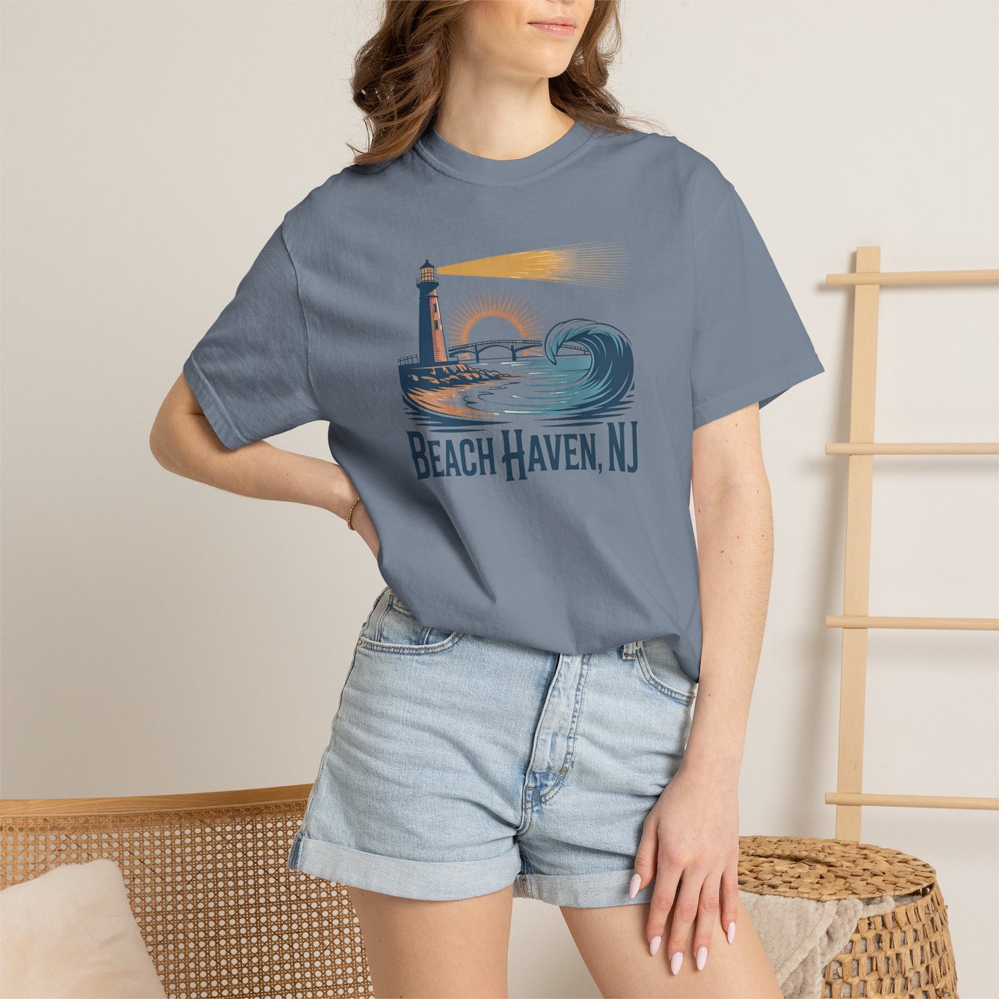 Beach Haven, NJ Lighthouse T-Shirt — Coastal Vintage Surf Graphic