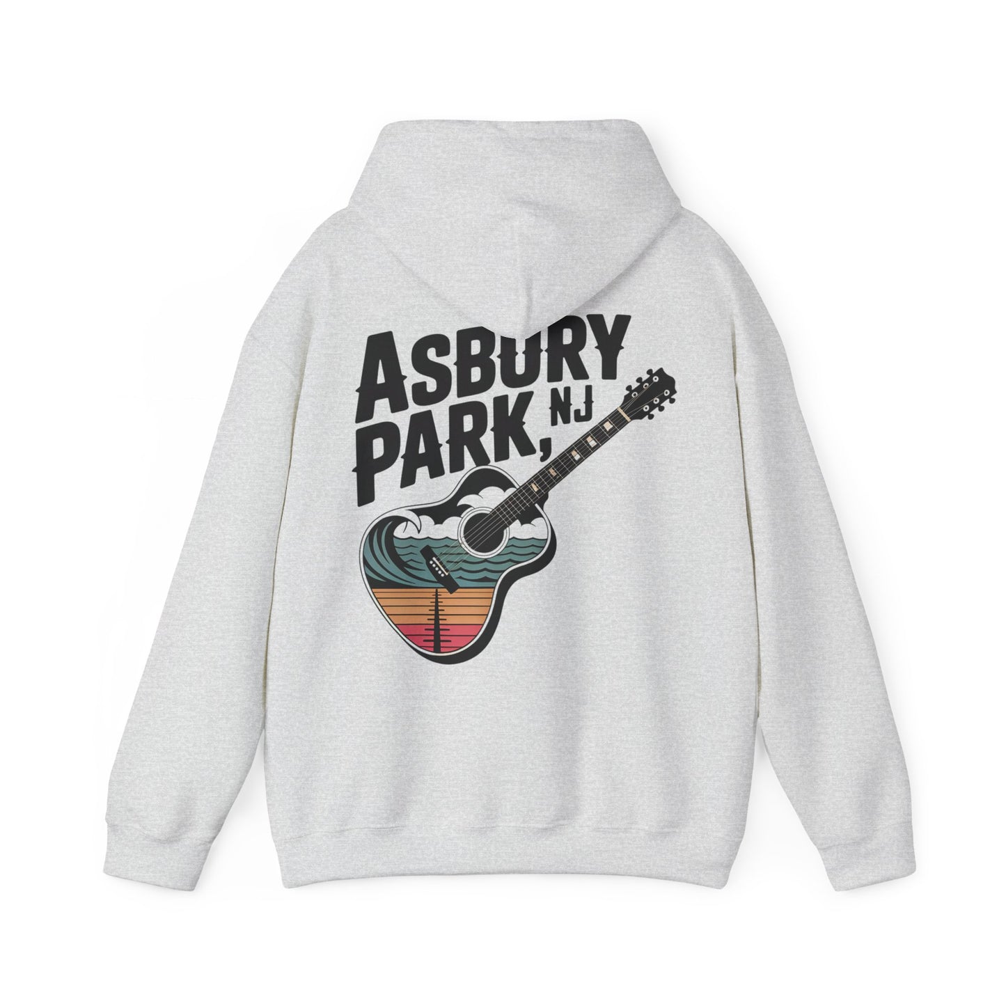 Asbury Park NJ Guitar Hoodie - Retro Beach Music Pullover
