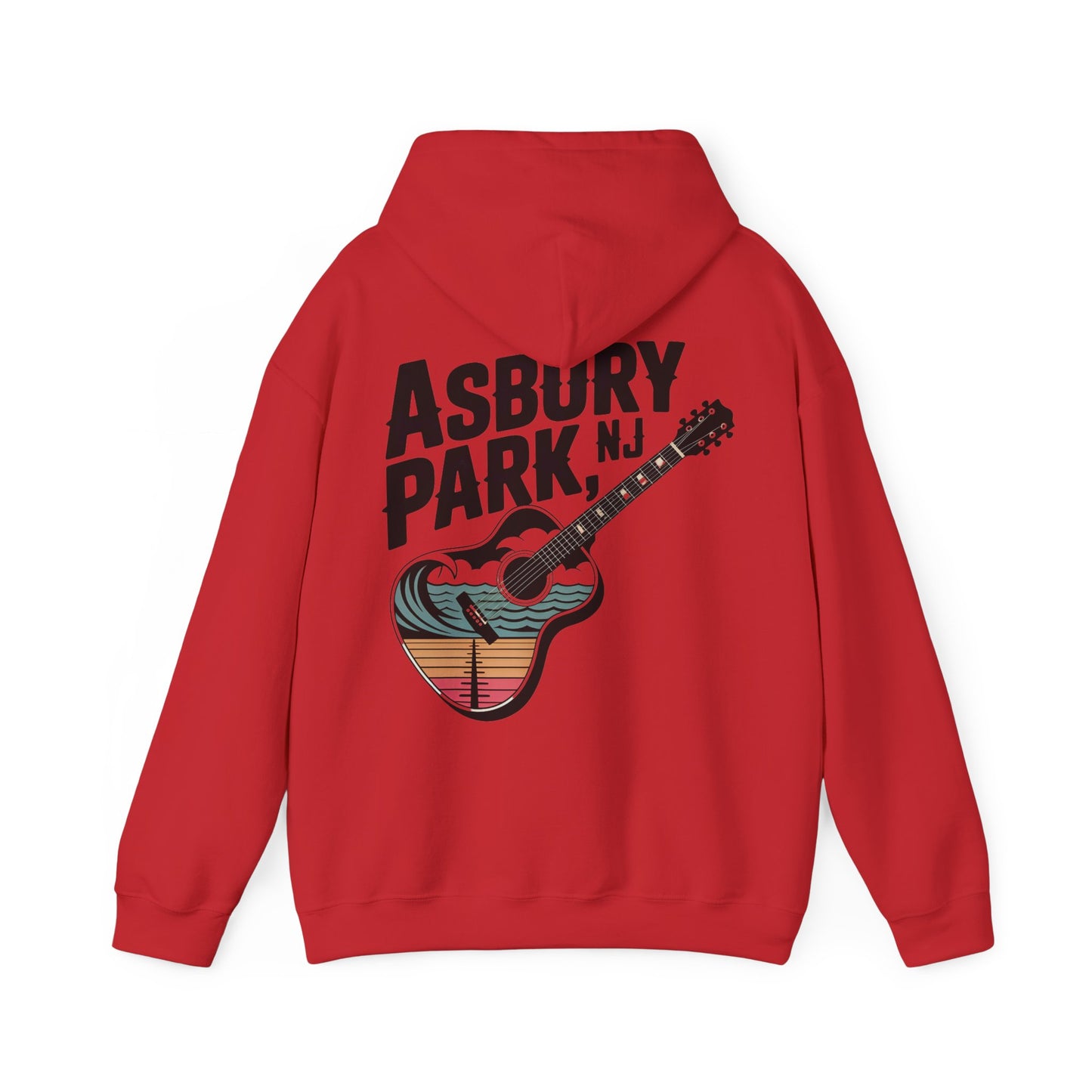 Asbury Park NJ Guitar Hoodie - Retro Beach Music Pullover