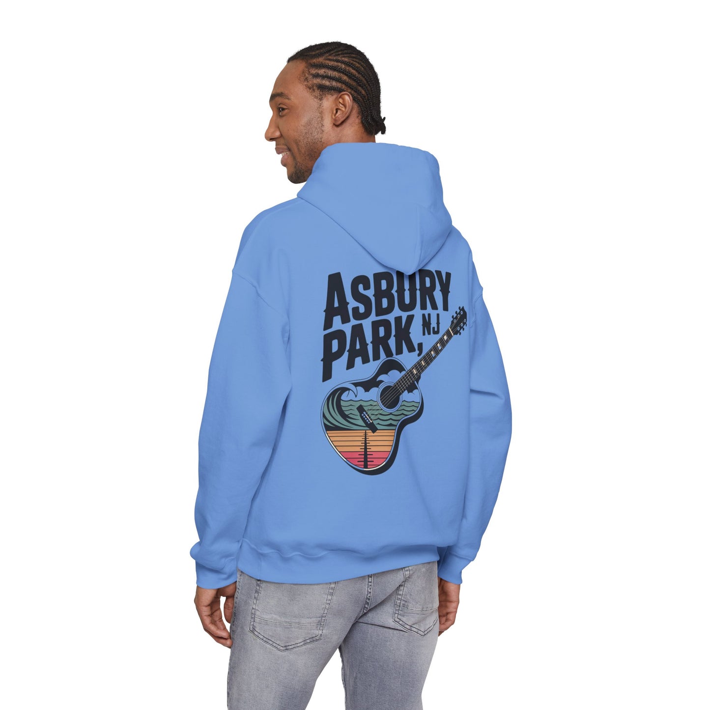 Asbury Park NJ Guitar Hoodie - Retro Beach Music Pullover