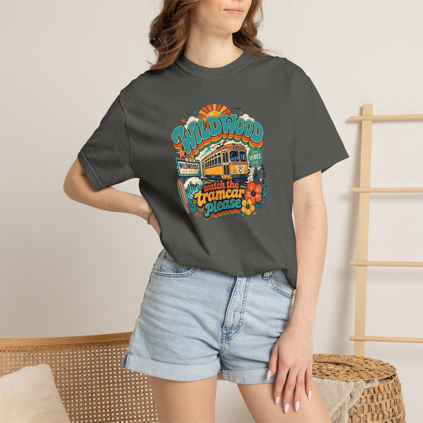 Wildwood Tramcar Please T-Shirt — Retro Beachboardwalk Graphic Tee