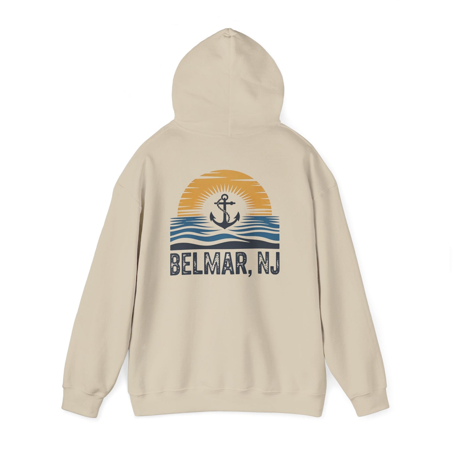 Belmar, NJ Shore Anchor Sunset Hoodie - Vintage Beach Town Pullover