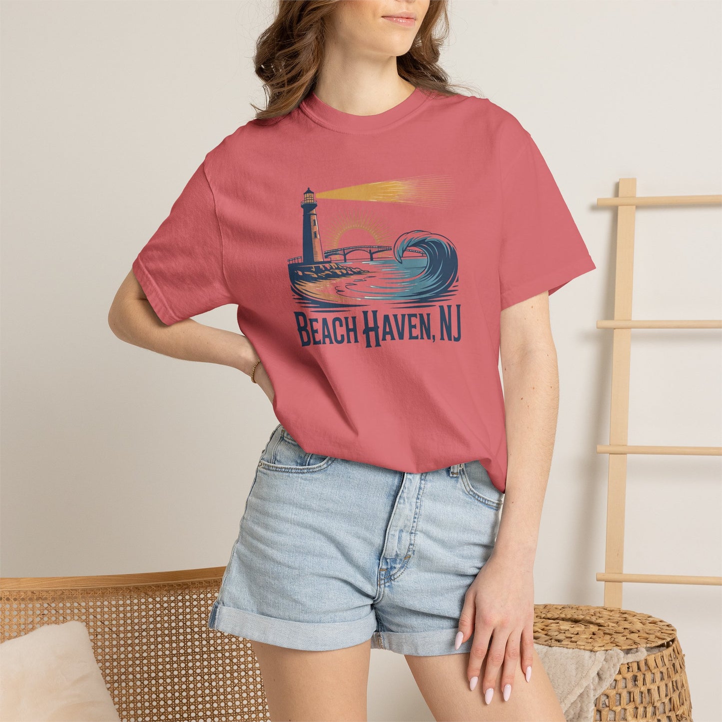 Beach Haven, NJ Lighthouse T-Shirt — Coastal Vintage Surf Graphic
