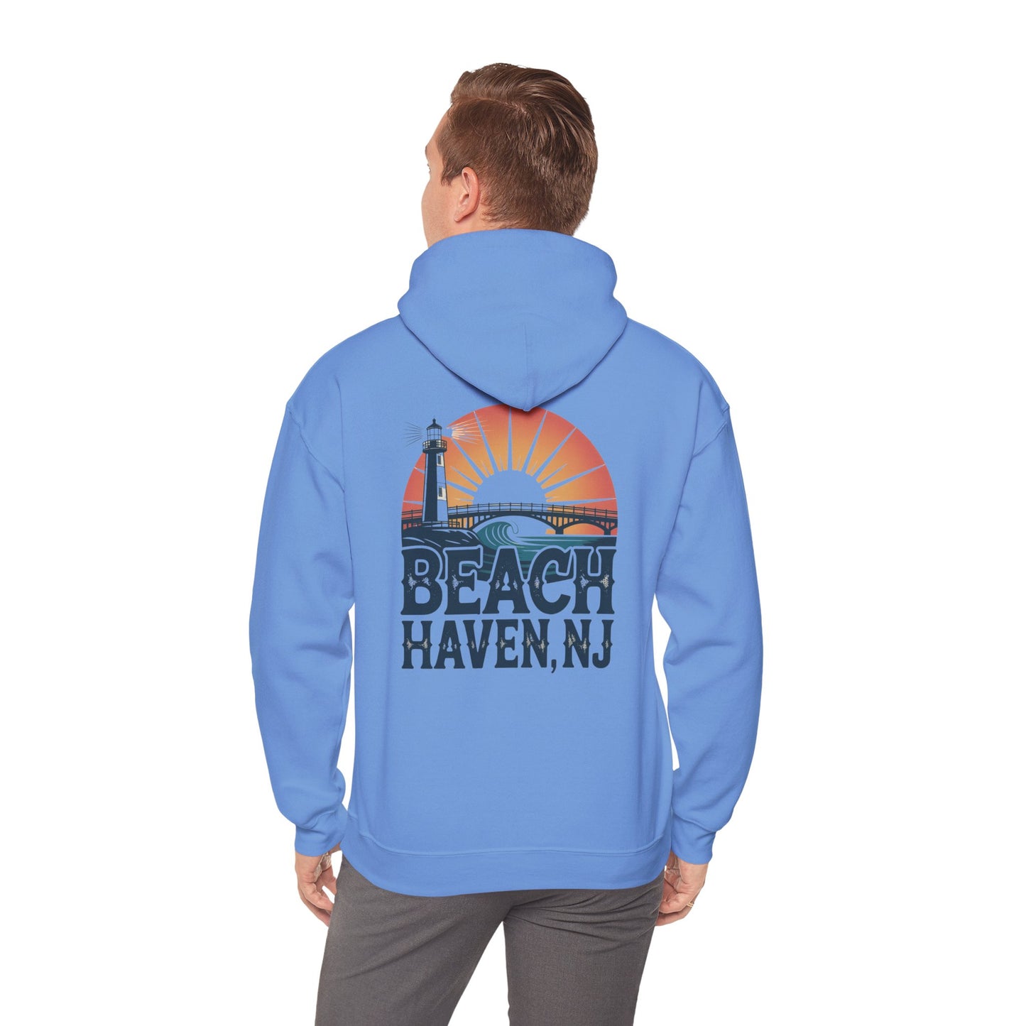 Beach Haven NJ Shore Hoodie – Retro Lighthouse Sunset Sweatshirt