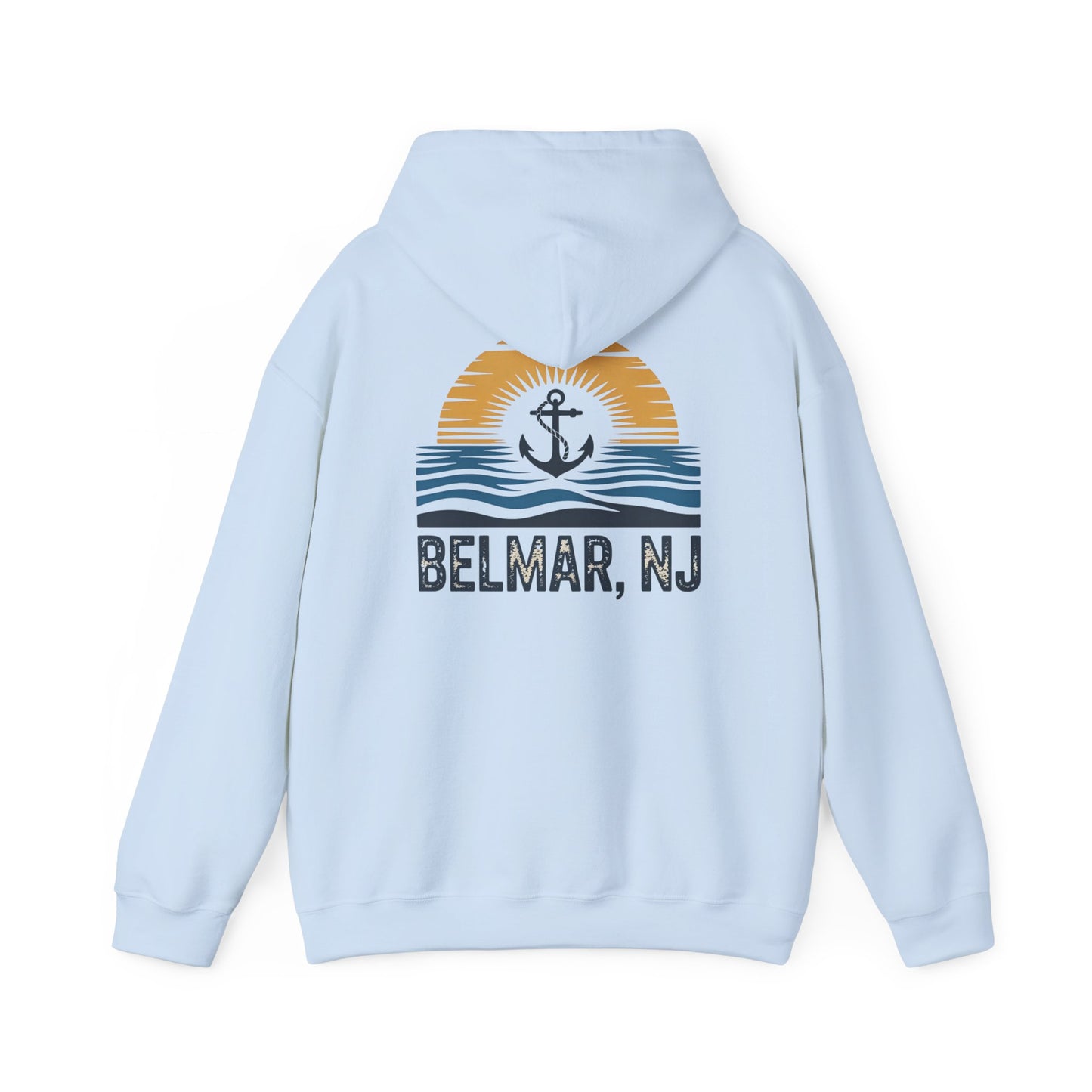 Belmar, NJ Shore Anchor Sunset Hoodie - Vintage Beach Town Pullover