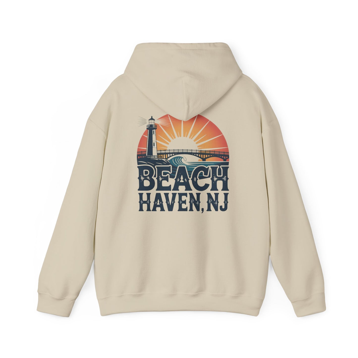 Beach Haven NJ Shore Hoodie – Retro Lighthouse Sunset Sweatshirt