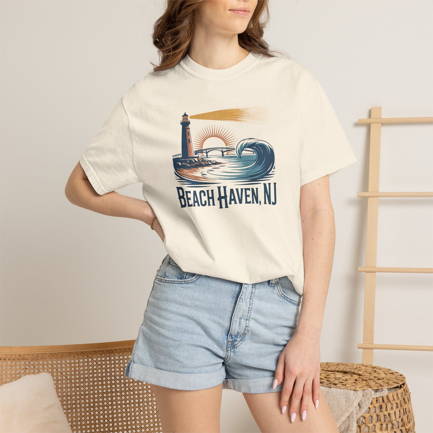 Beach Haven, NJ Lighthouse T-Shirt — Coastal Vintage Surf Graphic