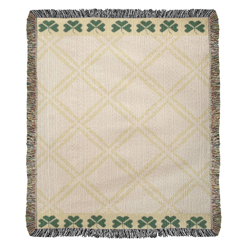 Irish Shamrock Woven Blanket Keepsake Gift – 100% Cotton Celtic Home Decor, Cozy St Patrick’s Day Tapestry