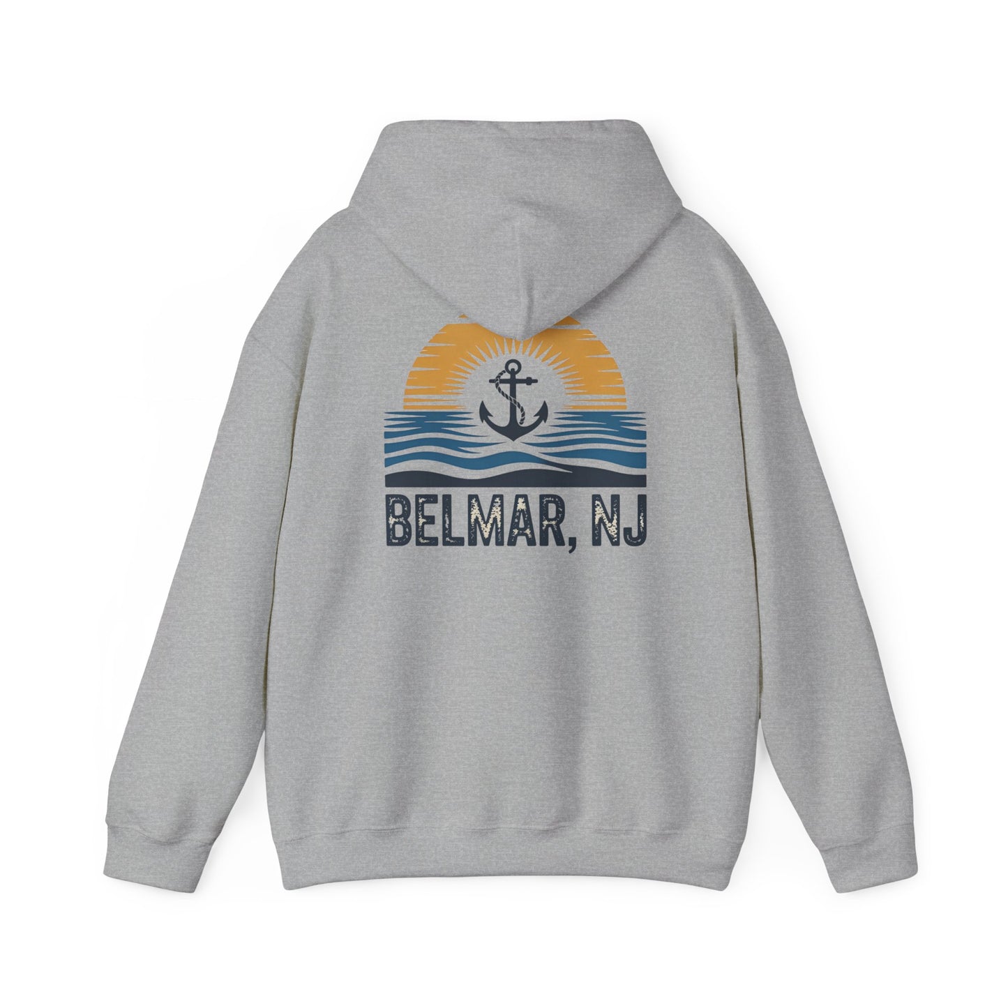 Belmar, NJ Shore Anchor Sunset Hoodie - Vintage Beach Town Pullover