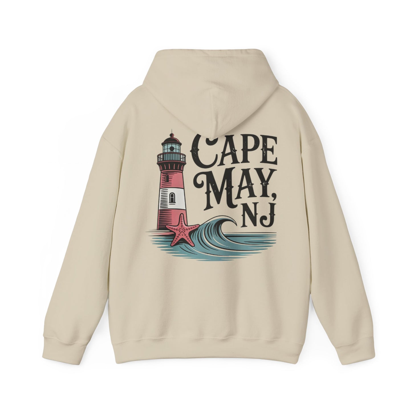 Cape May NJ Lighthouse Hoodie — Coastal Beach Vacation Sweatshirt
