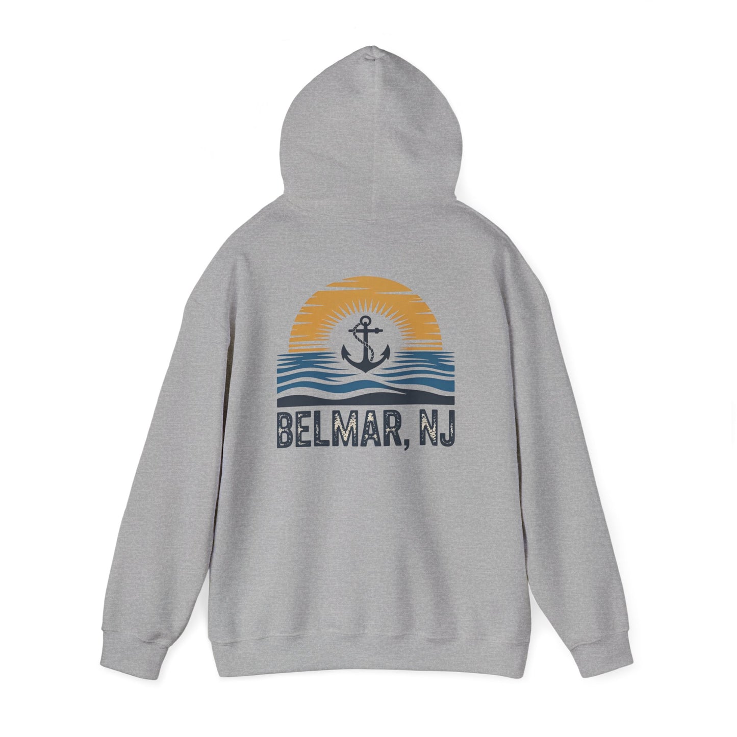 Belmar, NJ Shore Anchor Sunset Hoodie - Vintage Beach Town Pullover
