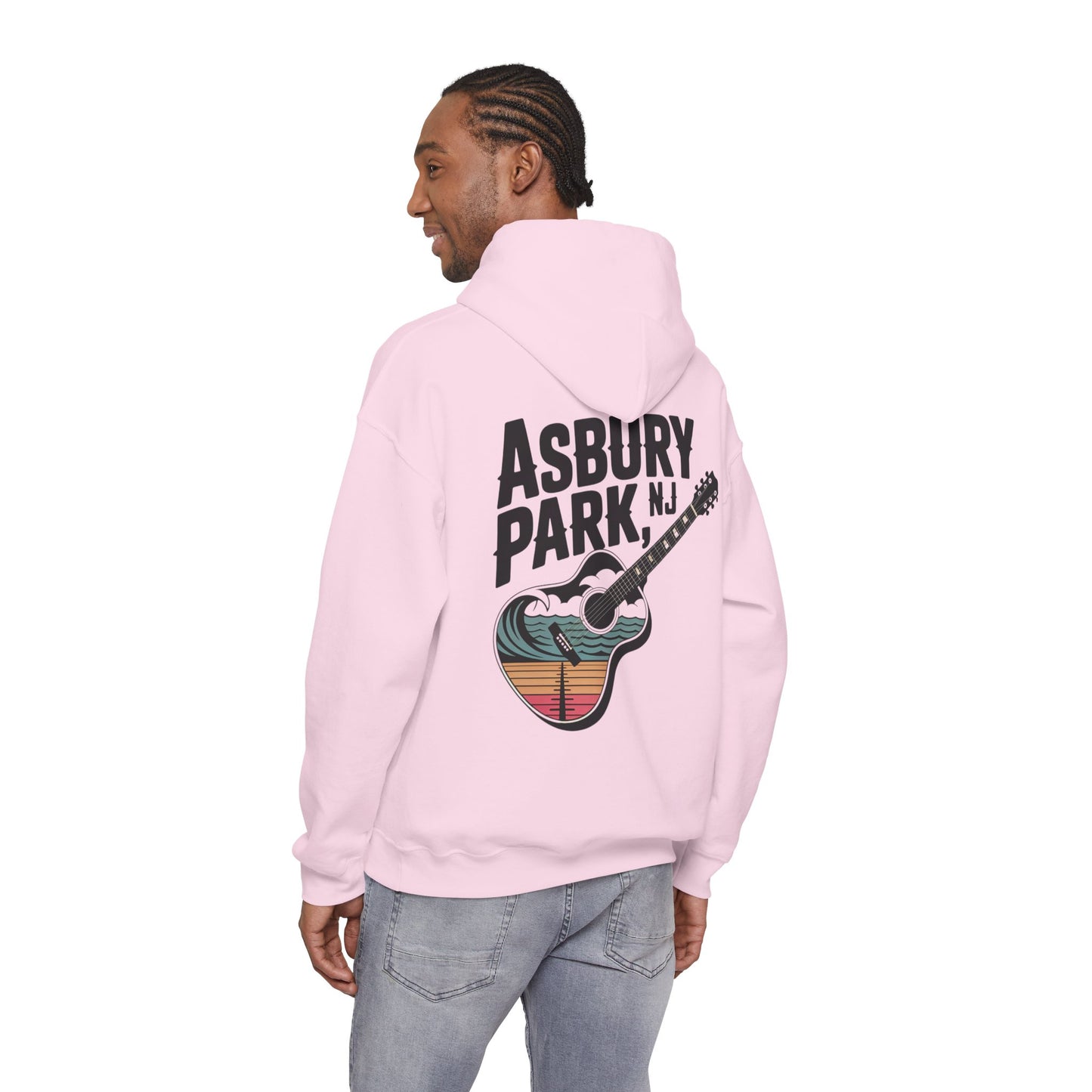 Asbury Park NJ Guitar Hoodie - Retro Beach Music Pullover