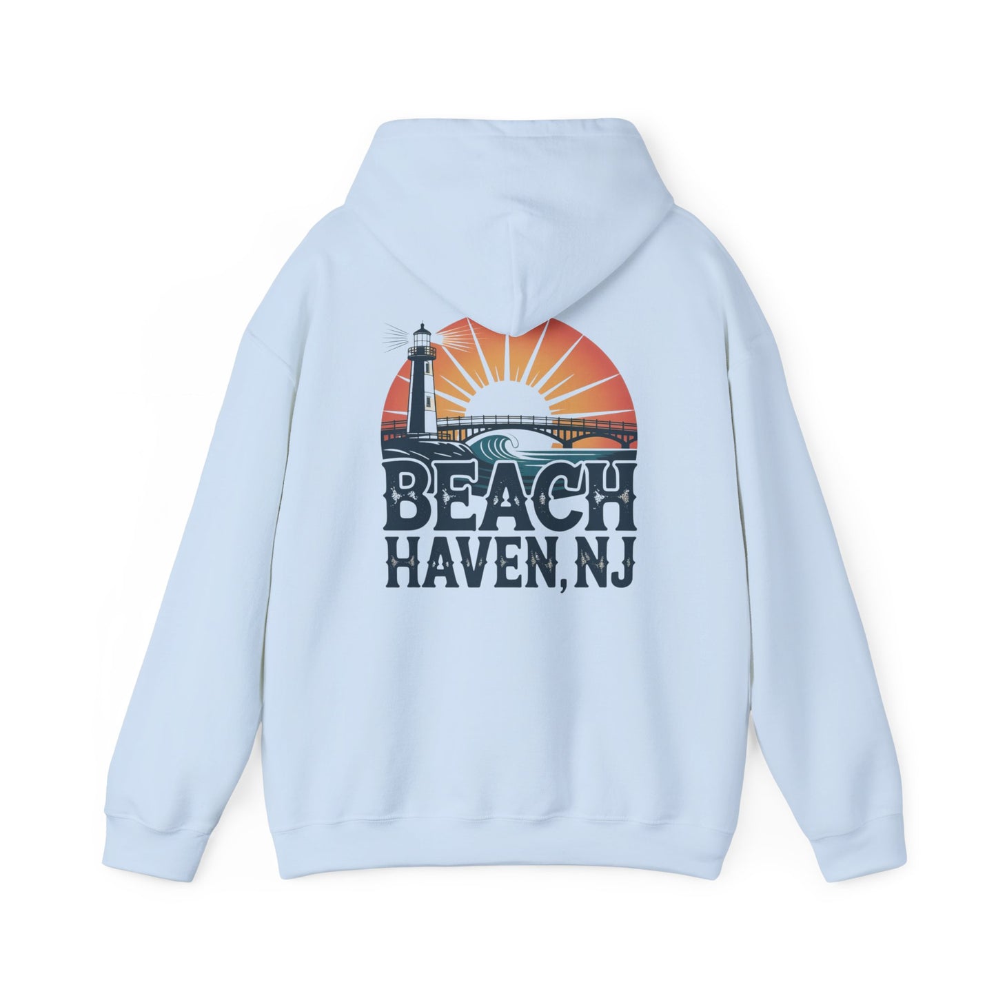 Beach Haven NJ Shore Hoodie – Retro Lighthouse Sunset Sweatshirt