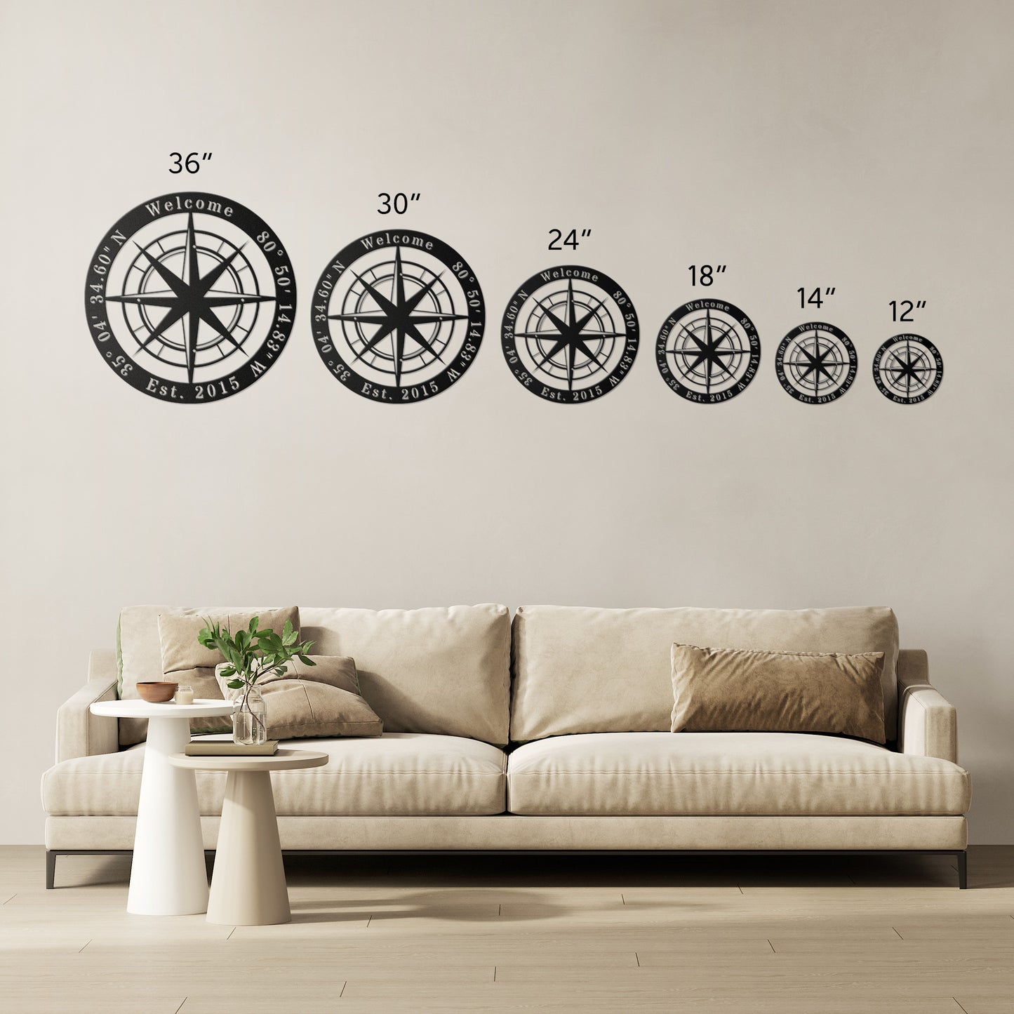 Custom Nautical Compass Metal Sign clickcoastal