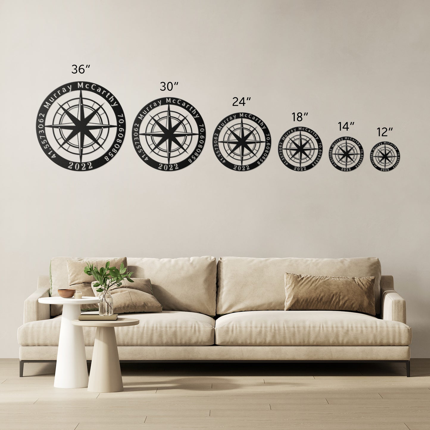 Personalized Custom Compass Metal Sign Housewarming Gift Indoor/Outdoor Use Unique Home Decor Customizable Gift Wanderlust Wall Art