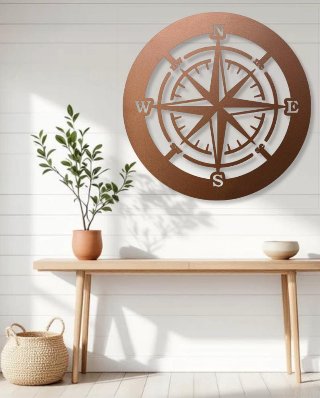 Compass Rose Die-Cut Metal Wall Art | Nautical & Coastal Home Decor