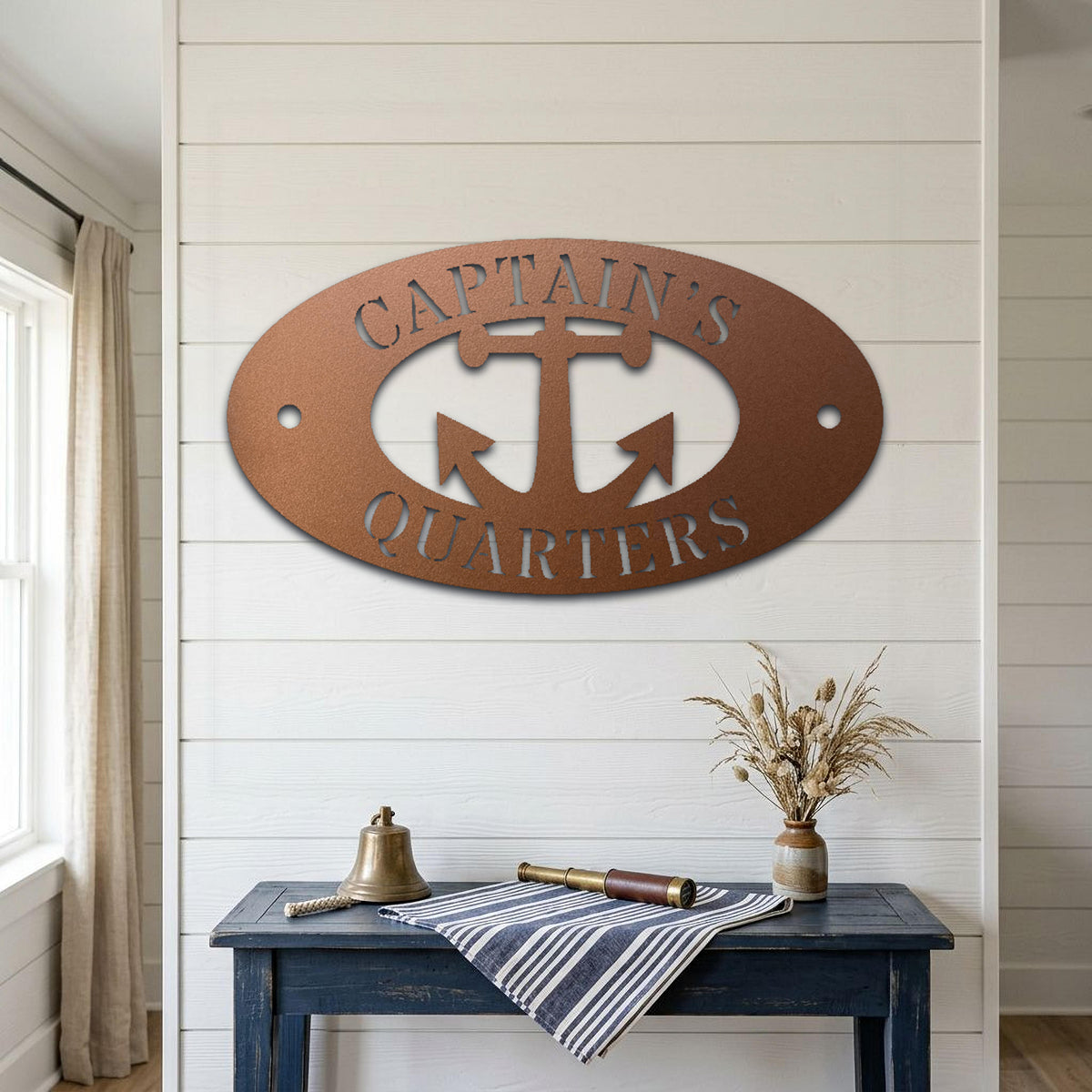 Captain's Quarters Die-Cut Metal Wall Art | Nautical Anchor & Coastal Home Decor