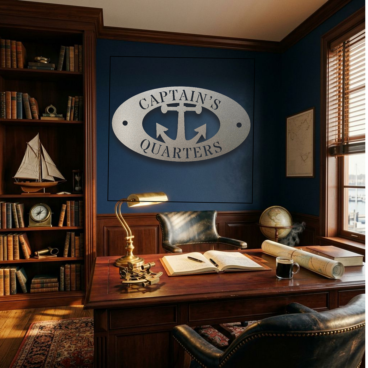 Captain's Quarters Die-Cut Metal Wall Art | Nautical Anchor & Coastal Home Decor