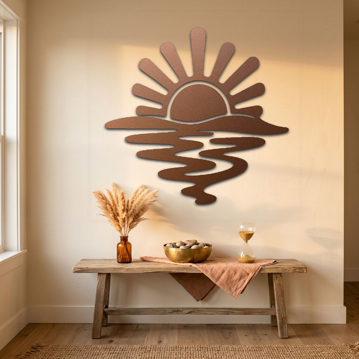 Sunset Over Water Die-Cut Metal Wall Art | Coastal Sunrise & Beach House Home Decor