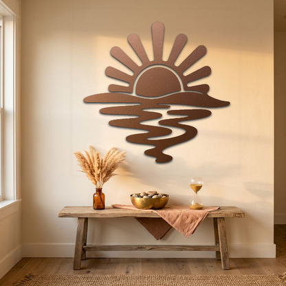 Sunset Over Water Metal Wall Art