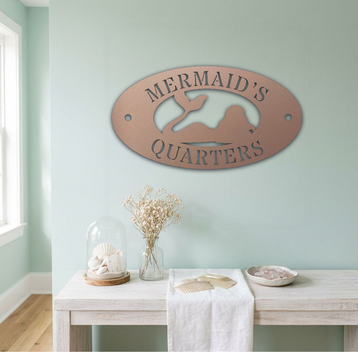 Mermaid's Quarters Die-Cut Metal Wall Art | Coastal Mermaid & Beach House Home Decor