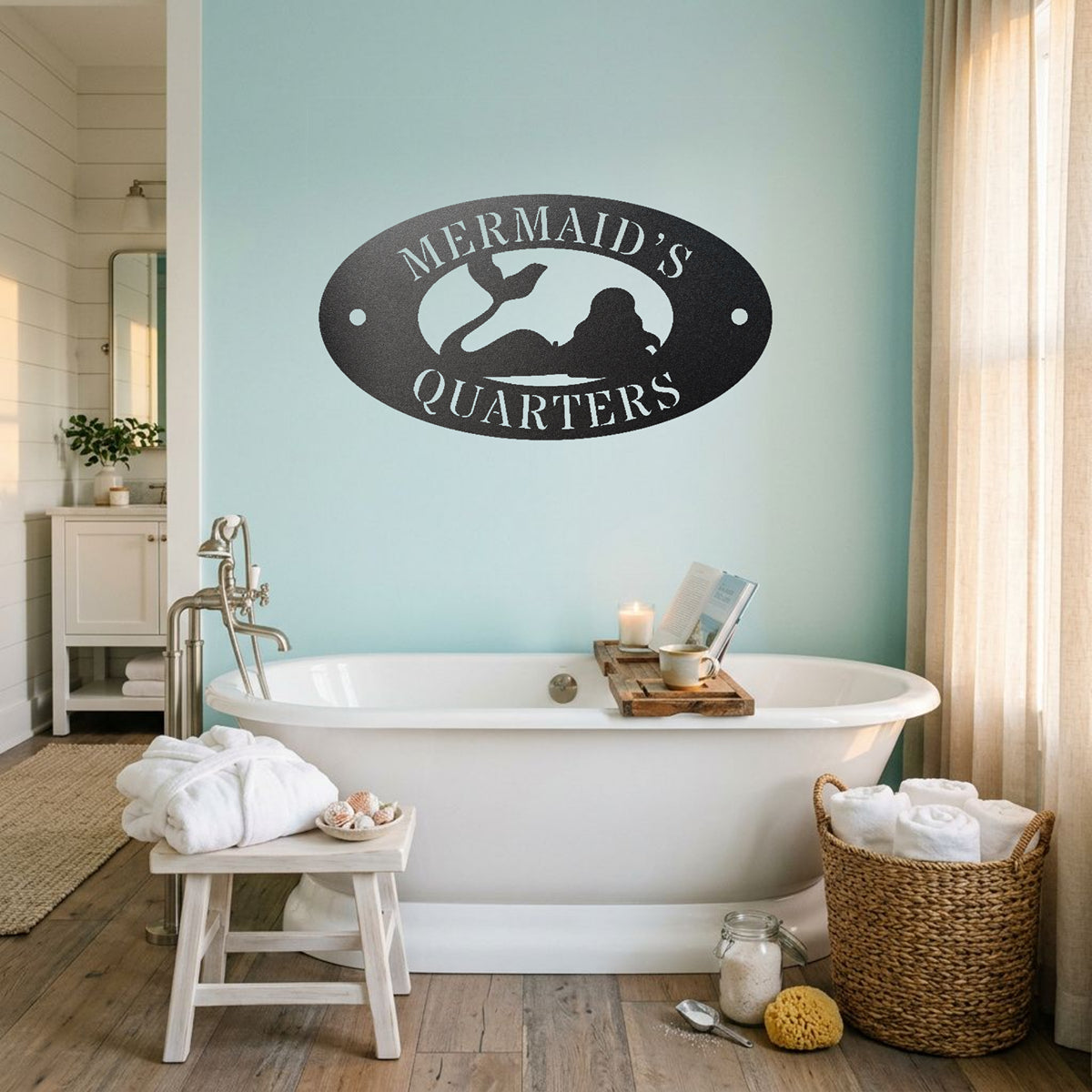 Mermaid's Quarters Die-Cut Metal Wall Art | Coastal Mermaid & Beach House Home Decor