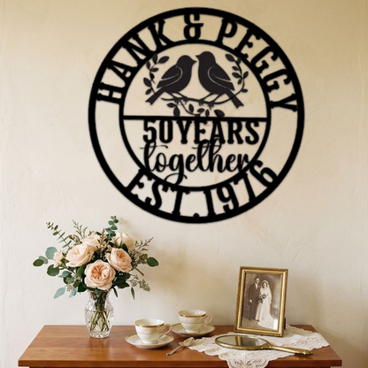 Personalized Lovebirds Anniversary Metal Sign