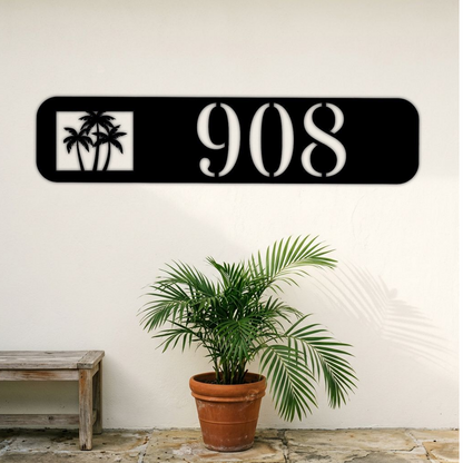 Custom Palm Trees Metal Address Sign