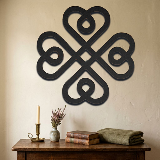 Irish Blessing Celtic Love Knot — Metal Wall Art with Four Interwoven Hearts