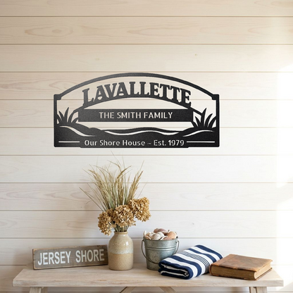 Lavallette NJ Family Shore House Sign — Personalized Jersey Shore Metal Wall Art