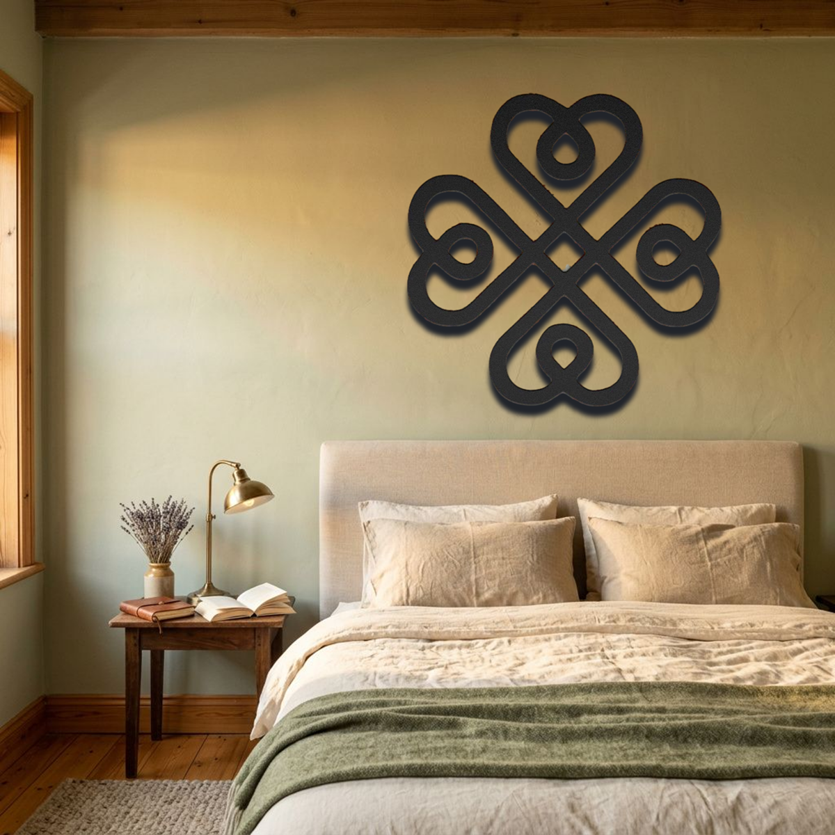 Irish Blessing Celtic Love Knot — Metal Wall Art with Four Interwoven Hearts