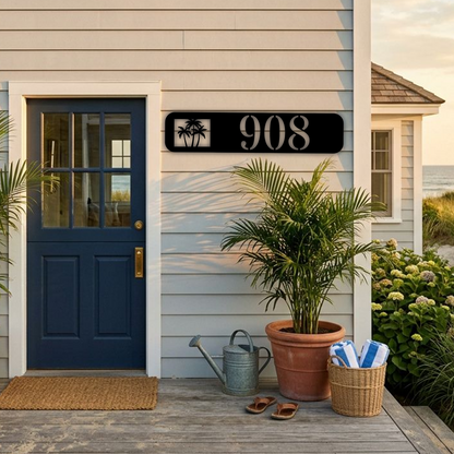 Custom Palm Trees Metal Address Sign