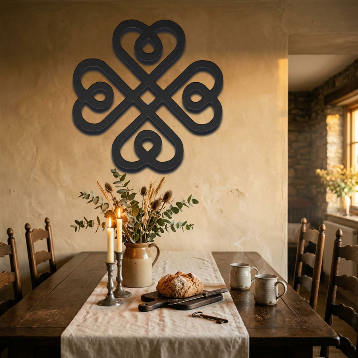 Irish Blessing Celtic Love Knot — Metal Wall Art with Four Interwoven Hearts