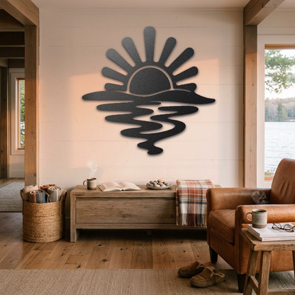 Sunset Over Water Metal Wall Art
