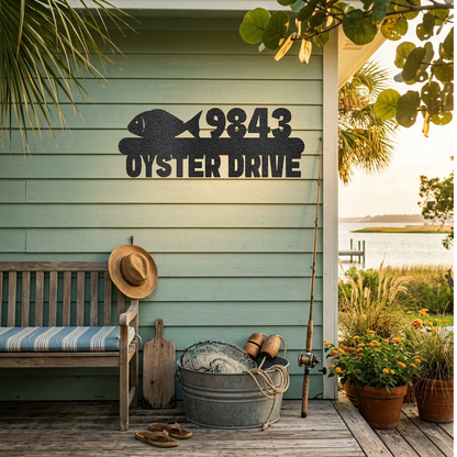 Custom Fish Address Metal Sign