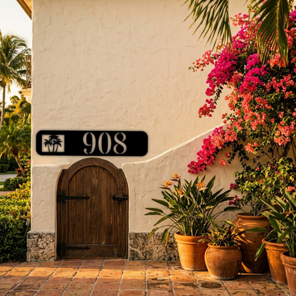 Custom Palm Trees Metal Address Sign