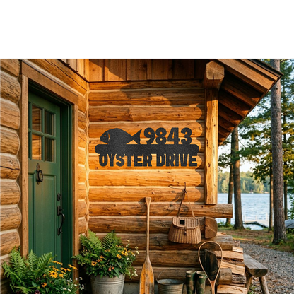 Custom Fish Address Metal Sign