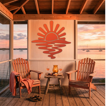 Sunset Over Water Metal Wall Art