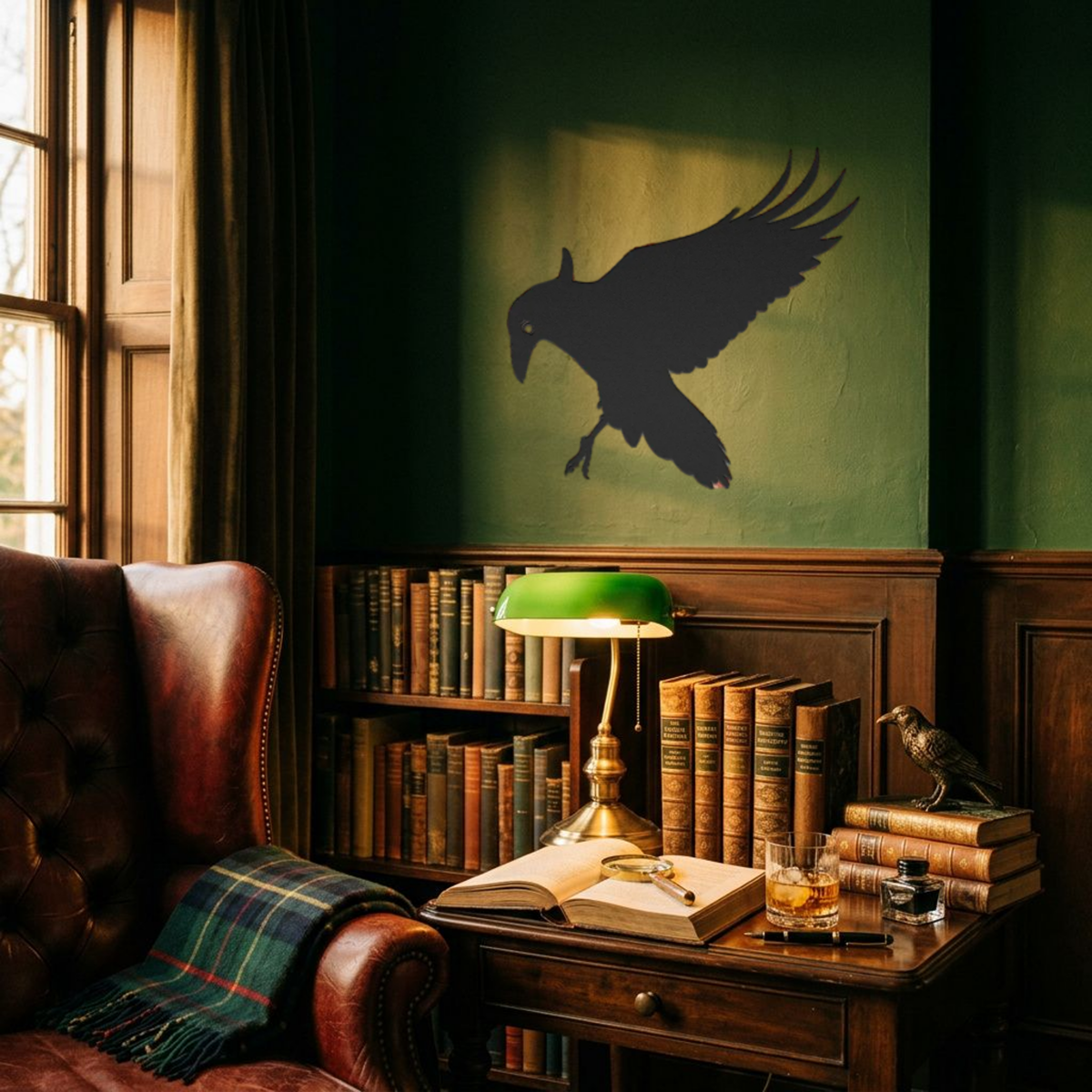 Raven Metal Wall Art — Flying Crow Gothic, Mythology & Autumn Decor