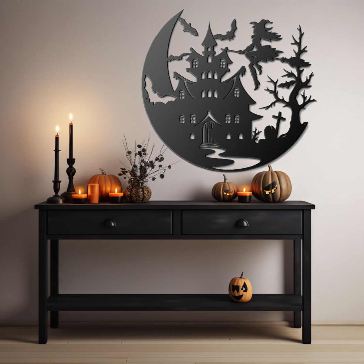 Halloween Metal Sign Moon Witch Metal Art Witchy Aesthetic Porch Sign Halloween Unique Halloween Decorations Goth Design Fall Wall Art