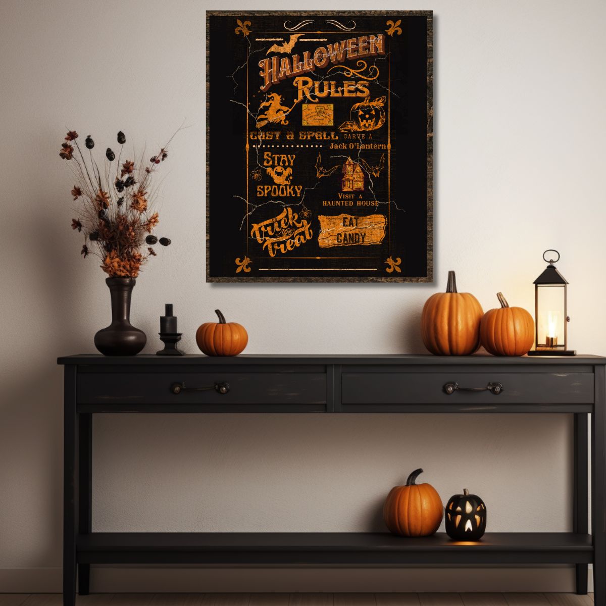 Halloween Rules Wood Sign