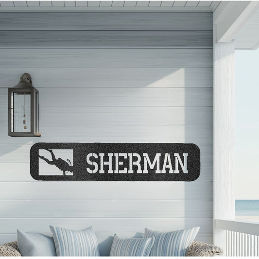 Scuba Diver Steel Address Sign