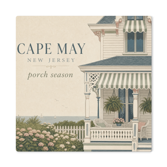 Cape May Porch Season | Premium High-Gloss Aluminum Metal Print
