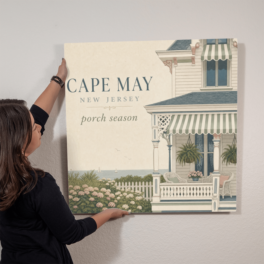 Cape May Porch Season | Premium High-Gloss Aluminum Metal Print