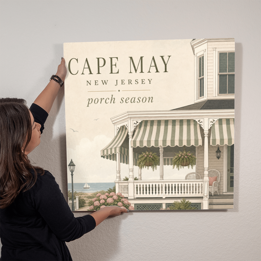 Cape May Porch Season | Premium High-Gloss Aluminum Metal Print