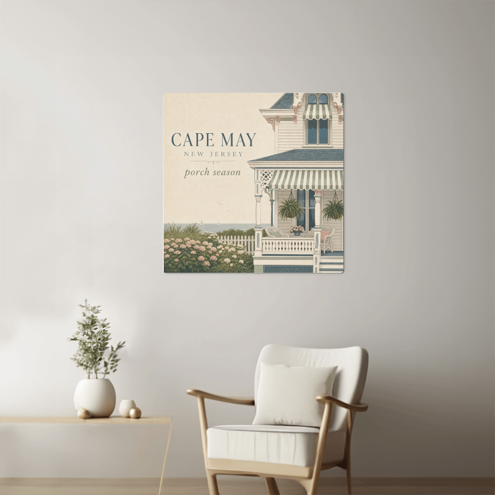 Cape May Porch Season | Premium High-Gloss Aluminum Metal Print