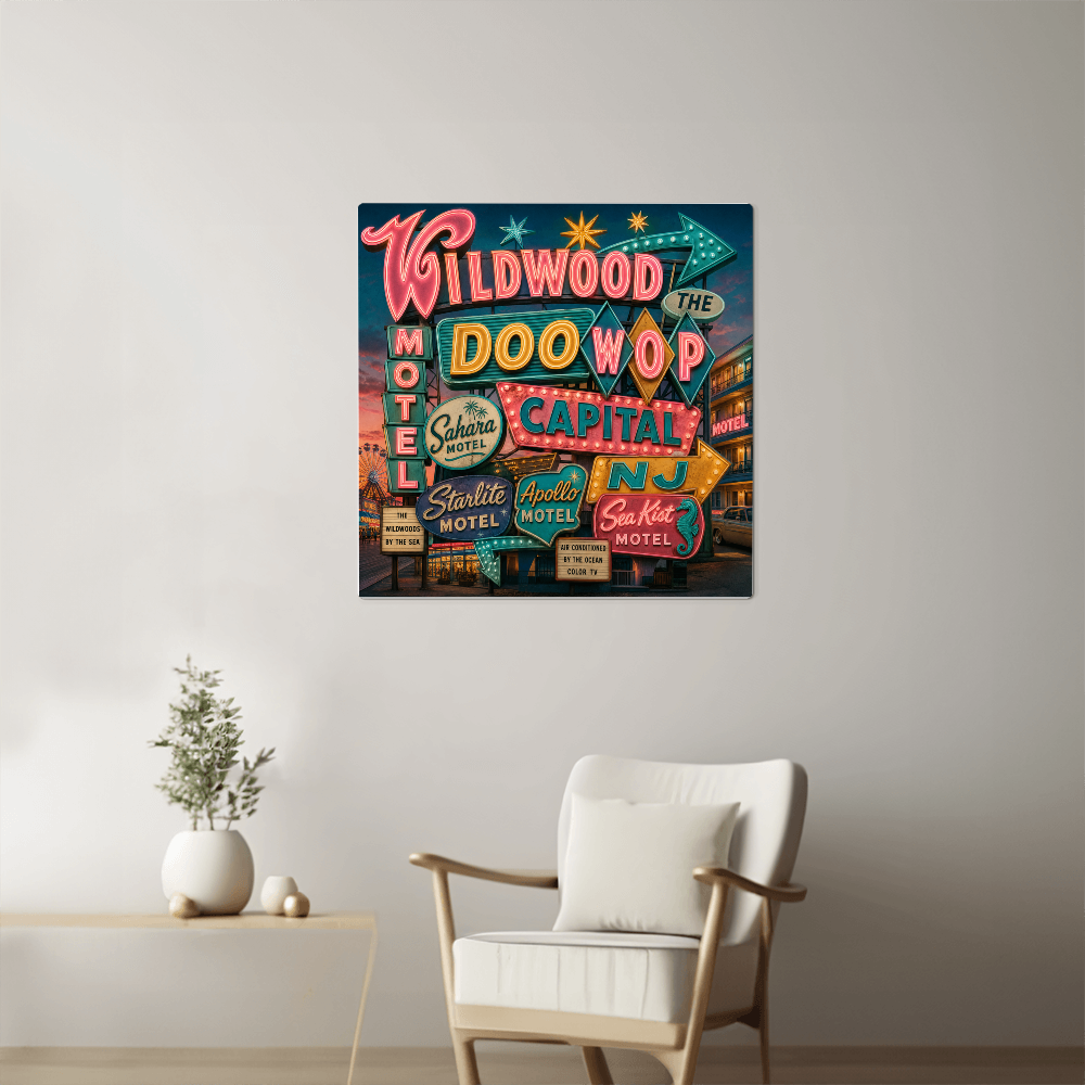 Wildwood — The Doo Wop Capital | Premium High-Gloss Aluminum Metal Print