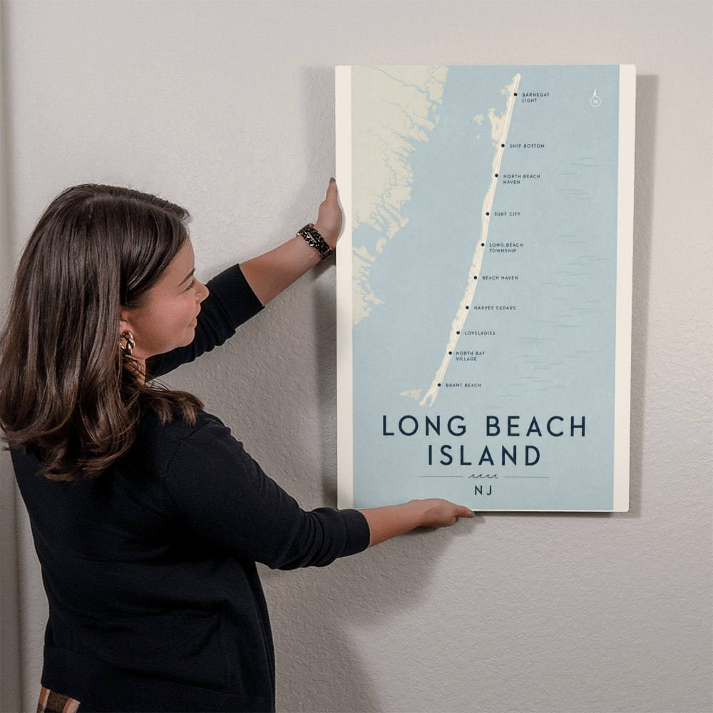 Long Beach Island NJ — Map Print | Premium High-Gloss Aluminum Metal Print