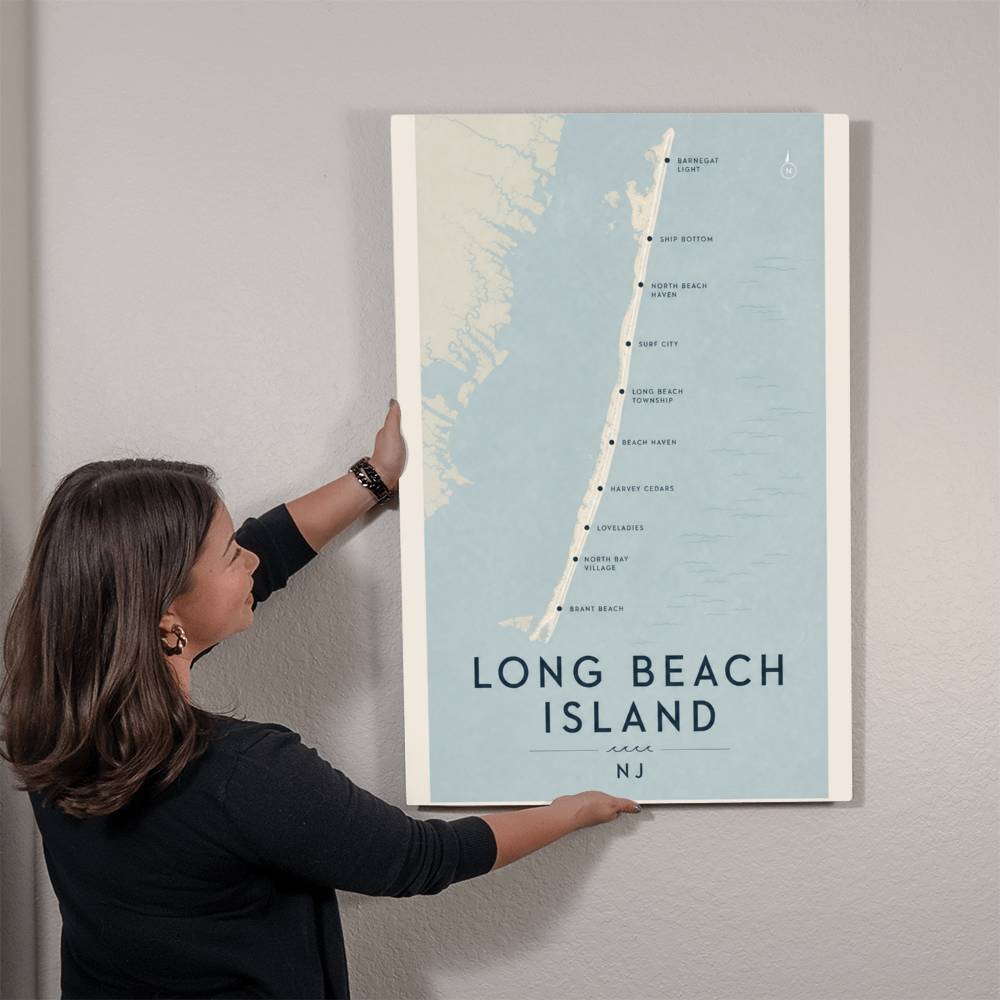 Long Beach Island NJ — Map Print | Premium High-Gloss Aluminum Metal Print