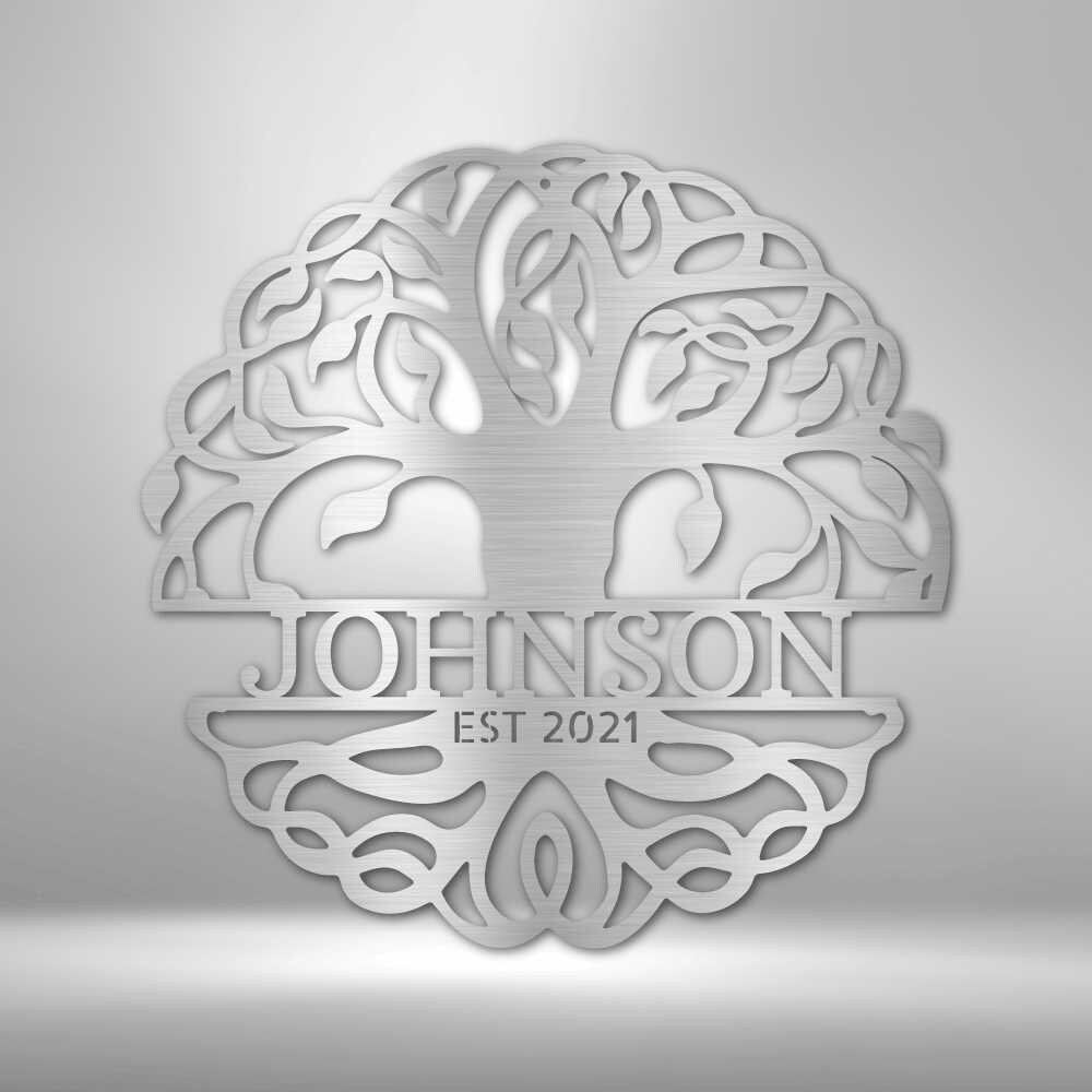 Custom Tree of Life Metal Wall Art, Personalized Family Name Sign, Rustic Home Decor Gift, Housewarming Gift, Wedding Anniversary Gift clickcoastal